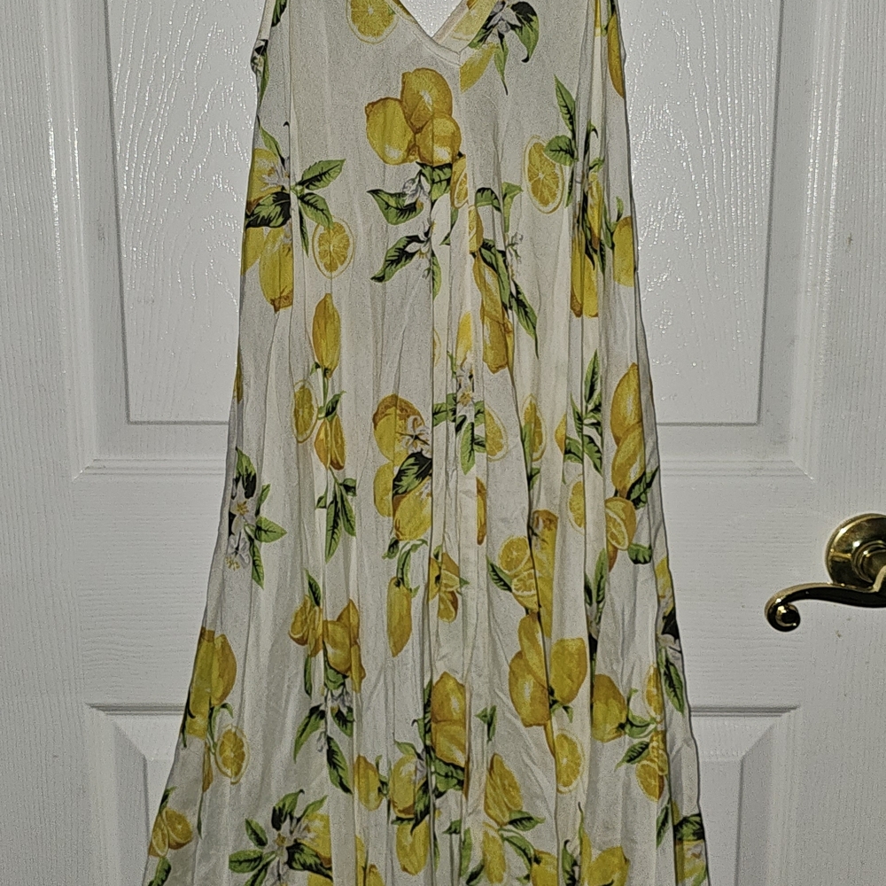 Lemon Print Maxi Dress